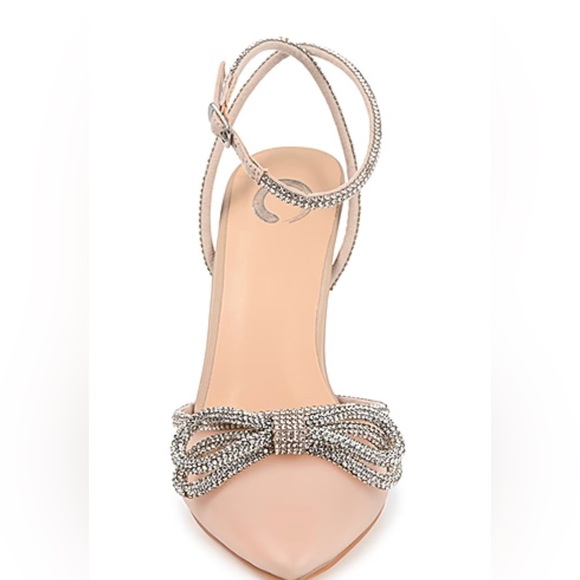 SPARKLE IN THESE!! Rhinestone Double Bow Ankle Strap Pumps - Picture 3 of 16